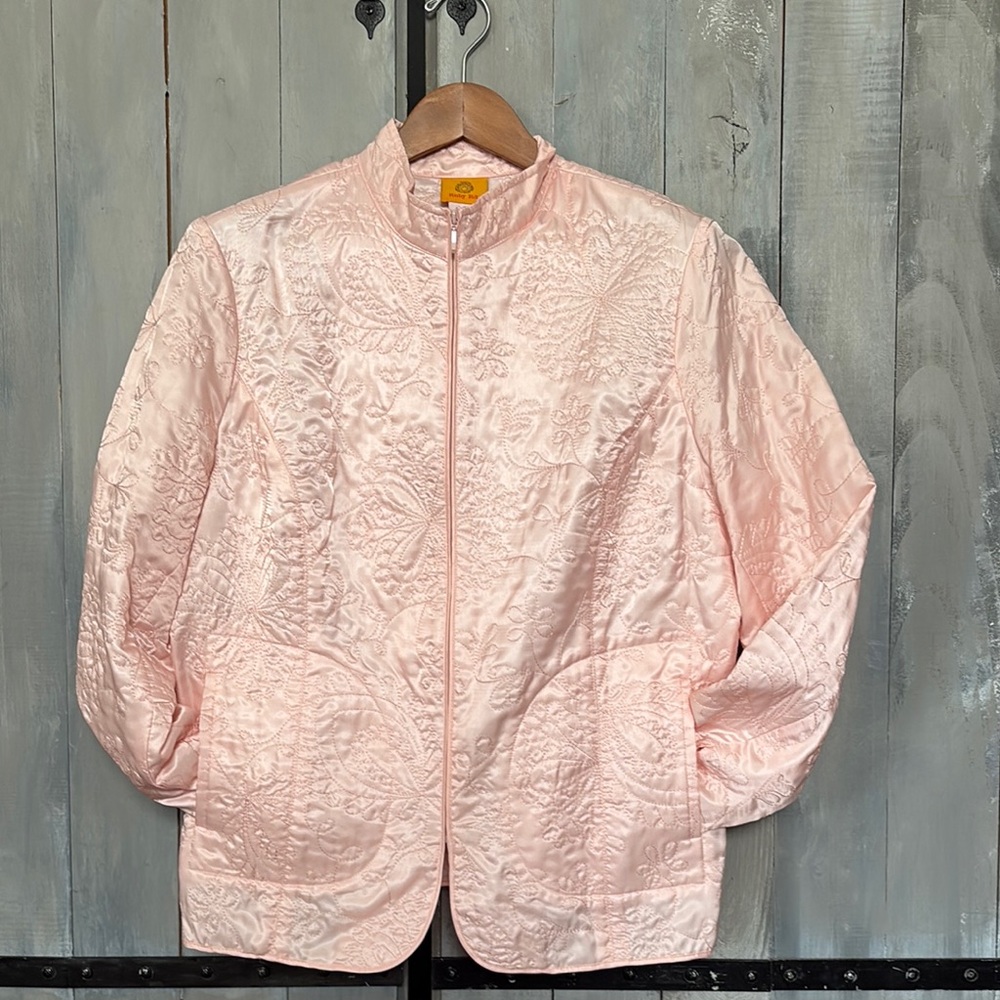 Ruby Rd Pink Bomber Jacket with Textured Fabric